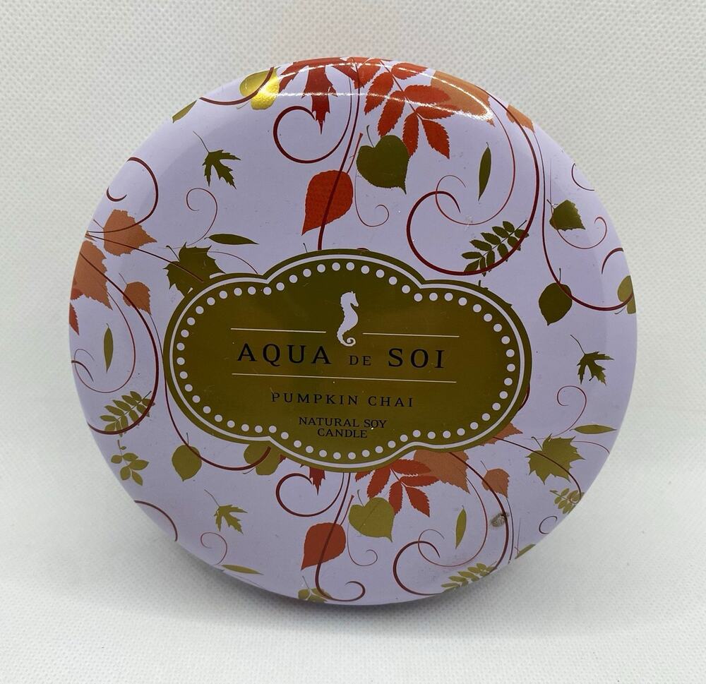 Aqua de SOi Pumpkin Chai 21oz 3-Wick Natural Soy Candle Tin Fall Autumn UNUSED